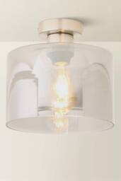 ValueLights Demi Brushed Chrome with Smoked Glass Shade Flush Ceiling Light in Metallic Silver - thumbnail 3