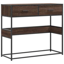 Berkfield Home Console Table Brown Oak 90x35x80 cm Engineered Wood - Size: 90 x 35 x 80 cm - thumbnail 2