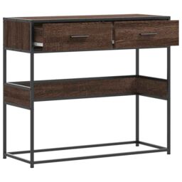 Berkfield Home Console Table Brown Oak 90x35x80 cm Engineered Wood - Size: 90 x 35 x 80 cm - thumbnail 7