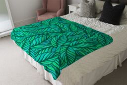 Benjamin Tate Design Green Leaves Pattern Designer Blanket in Natural - Size: 120 cm x 150 cm - thumbnail 4