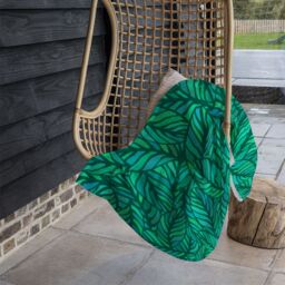 Benjamin Tate Design Green Leaves Pattern Designer Blanket in Natural - Size: 120 cm x 150 cm - thumbnail 3