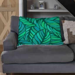 Benjamin Tate Design Green Leaves Pattern Designer Blanket in Natural - Size: 120 cm x 150 cm - thumbnail 2