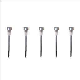 Samuel Alexander 36cm Set of 5 Stainless Steel Garden Solar Path Lights with White LEDs in Silver - thumbnail 2
