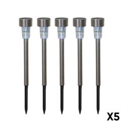 Samuel Alexander 36cm Set of 5 Stainless Steel Garden Solar Path Lights with White LEDs in Silver - thumbnail 9