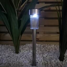 Samuel Alexander 36cm Set of 5 Stainless Steel Garden Solar Path Lights with White LEDs in Silver - thumbnail 4