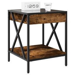 Berkfield Home Bedside Table with Infinity LED Smoked Oak 40x40x49 cm in Brown - Size: 40 x 40 x 49 cm - thumbnail 5