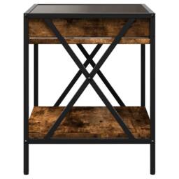 Berkfield Home Bedside Table with Infinity LED Smoked Oak 40x40x49 cm in Brown - Size: 40 x 40 x 49 cm - thumbnail 7