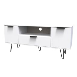 Ready Assembled 2 U Fuji 2 Door 1 Drawer Wide TV Unit (Ready Assembled) in White - thumbnail 2