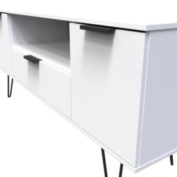 Ready Assembled 2 U Fuji 2 Door 1 Drawer Wide TV Unit (Ready Assembled) in White - thumbnail 3