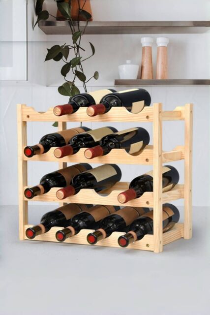 Living and Home 4-Tier Bamboo Wood Wine Rack in Natural - image 1