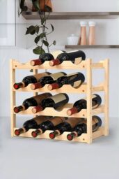 Living and Home 4-Tier Bamboo Wood Wine Rack in Natural - thumbnail 1