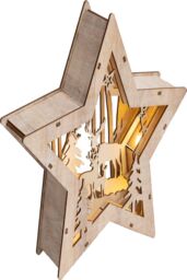 Netagon Battery Powered Wooden Light Up Christmas Star in Beige - thumbnail 5