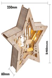 Netagon Battery Powered Wooden Light Up Christmas Star in Beige - thumbnail 2