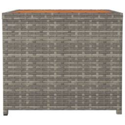 Berkfield Home Tea Table with Wooden Top Grey Poly Rattan&Solid Wood Acacia - thumbnail 4