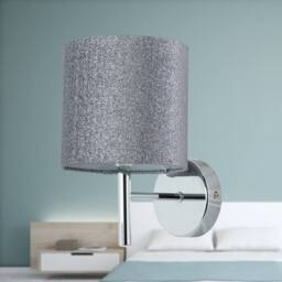 First Choice Lighting Set of 2 Brea - Chrome Wall Lights with Silvery Glitter Shades in Silver - thumbnail 4