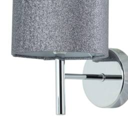 First Choice Lighting Set of 2 Brea - Chrome Wall Lights with Silvery Glitter Shades in Silver - thumbnail 3
