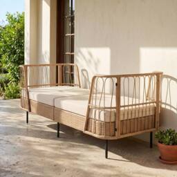 Costway Outdoor PE Wicker Daybed w/Soft Padded Sponge & Zippered Cushions in Beige - thumbnail 3