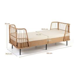 Costway Outdoor PE Wicker Daybed w/Soft Padded Sponge & Zippered Cushions in Beige - thumbnail 2
