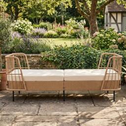 Costway Outdoor PE Wicker Daybed w/Soft Padded Sponge & Zippered Cushions in Beige - thumbnail 7