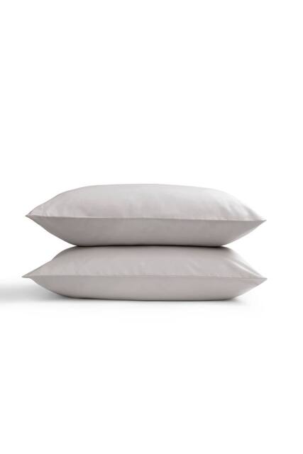 CHRISTY 400TC Luxury Cotton Sateen Plain Dye Pillowcases Pair in Pale Grey - image 1