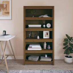 Berkfield Home Book Cabinet Honey Brown 80x35x154 cm Solid Wood Pine - Size: 80 x 35 x 154 cm - thumbnail 3