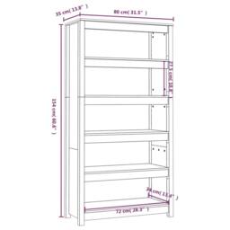 Berkfield Home Book Cabinet Honey Brown 80x35x154 cm Solid Wood Pine - Size: 80 x 35 x 154 cm - thumbnail 8