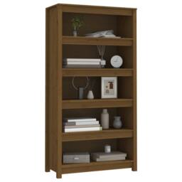 Berkfield Home Book Cabinet Honey Brown 80x35x154 cm Solid Wood Pine - Size: 80 x 35 x 154 cm - thumbnail 4