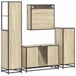 Berkfield Home 4¬†Piece Bathroom Furniture Set¬†Sonoma Oak Engineered Wood in Light Brown - thumbnail 8