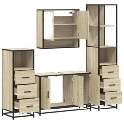 Berkfield Home 4¬†Piece Bathroom Furniture Set¬†Sonoma Oak Engineered Wood in Light Brown - thumbnail 6