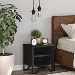 Berkfield Home Bedside Cabinet Black 40x30x40 cm Engineered Wood - Size: 40 x 30 x 40 cm - thumbnail 3