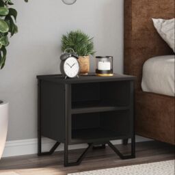 Berkfield Home Bedside Cabinet Black 40x30x40 cm Engineered Wood - Size: 40 x 30 x 40 cm - thumbnail 1