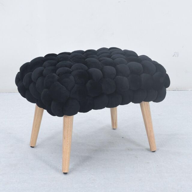 Artemis Home Cushla Bubbly Velvet Small Footstool in Black - image 1