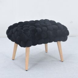 Artemis Home Cushla Bubbly Velvet Small Footstool in Black