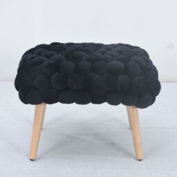 Artemis Home Cushla Bubbly Velvet Small Footstool in Black - thumbnail 2