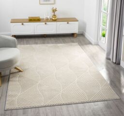 Desire Rugs Vellure Modern Living Room Area Rug Embossed Metallic Sheen Pyramid in Cream - Size: 120 cm x 170 cm - thumbnail 3