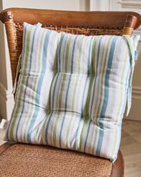 Dibor Set of 6 Blue Striped Cotton Garden Cushion Furniture Dining Chair Seat Pads L40cm x W40cm - Size: 40 cm x 40 cm - thumbnail 3