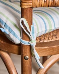 Dibor Set of 6 Blue Striped Cotton Garden Cushion Furniture Dining Chair Seat Pads L40cm x W40cm - Size: 40 cm x 40 cm - thumbnail 5