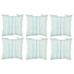 Dibor Set of 6 Blue Striped Cotton Garden Cushion Furniture Dining Chair Seat Pads L40cm x W40cm - Size: 40 cm x 40 cm - thumbnail 1