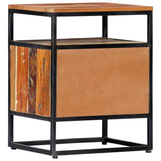 Berkfield Home Beautiful Bedside Cabinet 40x30x50 cm Solid Reclaimed Wood & Steel in Brown - Size: 40 x 30 x 50 cm - image 1