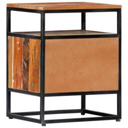 Berkfield Home Beautiful Bedside Cabinet 40x30x50 cm Solid Reclaimed Wood & Steel in Brown - Size: 40 x 30 x 50 cm - thumbnail 1