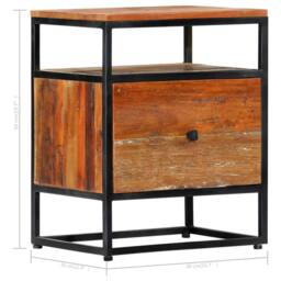 Berkfield Home Beautiful Bedside Cabinet 40x30x50 cm Solid Reclaimed Wood & Steel in Brown - Size: 40 x 30 x 50 cm - thumbnail 9