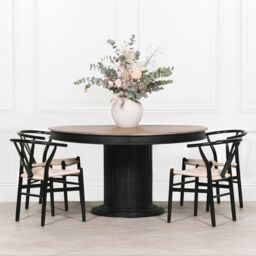 Glasstone Black Wooden Round Column Dining Table in Brown - thumbnail 6
