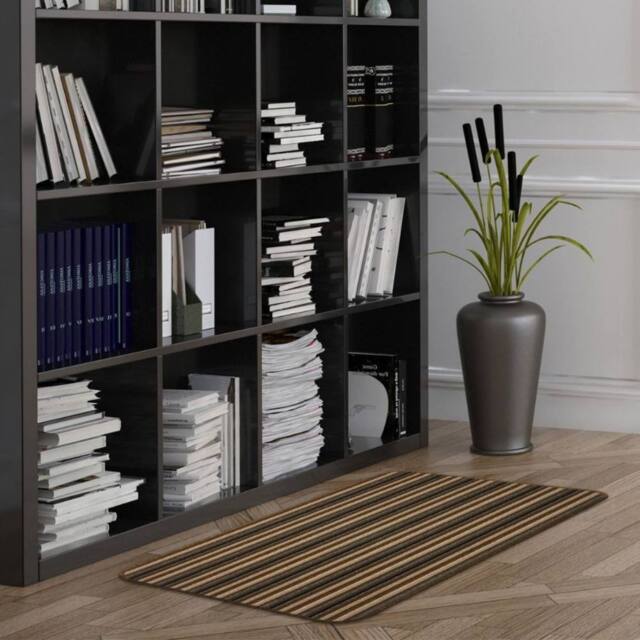 The Rug Shop UK Chocolate Striped 8mm Thick Rectangle Mat in Brown - Size: 67 cm x 100 cm - image 1
