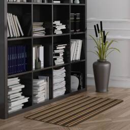 The Rug Shop UK Chocolate Striped 8mm Thick Rectangle Mat in Brown - Size: 67 cm x 100 cm - thumbnail 1