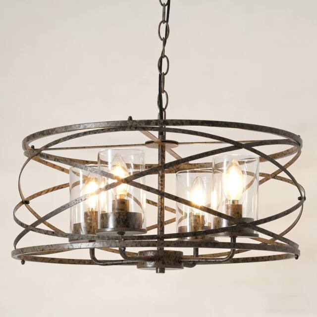 NIVOR 4 Light Farmhouse Chandelier Unique Design Adjustable Pendant Lamp E14 in Bronze - image 1