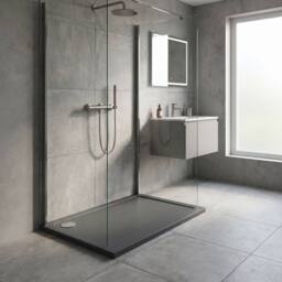 Balterley Contemporary Rectangular Shower Tray, 1100x760mm in Grey - thumbnail 4