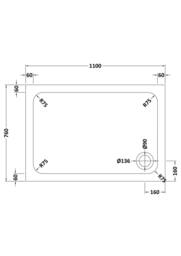 Balterley Contemporary Rectangular Shower Tray, 1100x760mm in Grey - thumbnail 2