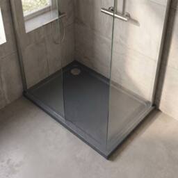 Balterley Contemporary Rectangular Shower Tray, 1100x760mm in Grey - thumbnail 3