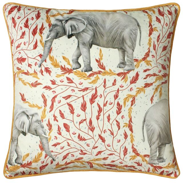 Paoletti Samui Elephant Velvet Printed Cushion in Gold - Size: 45 cm x 45 cm - image 1