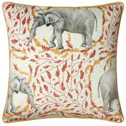 Paoletti Samui Elephant Velvet Printed Cushion in Gold - Size: 45 cm x 45 cm